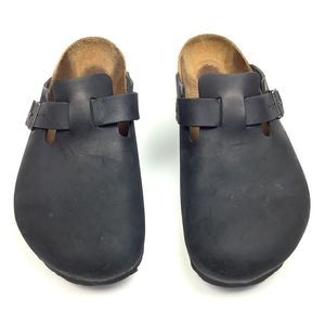Birkenstock Black Boston Clogs Mules Slippers Leather Slip On Slides 45 290 M 12
